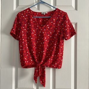 Madewell Tie Front Floral V Neck Top